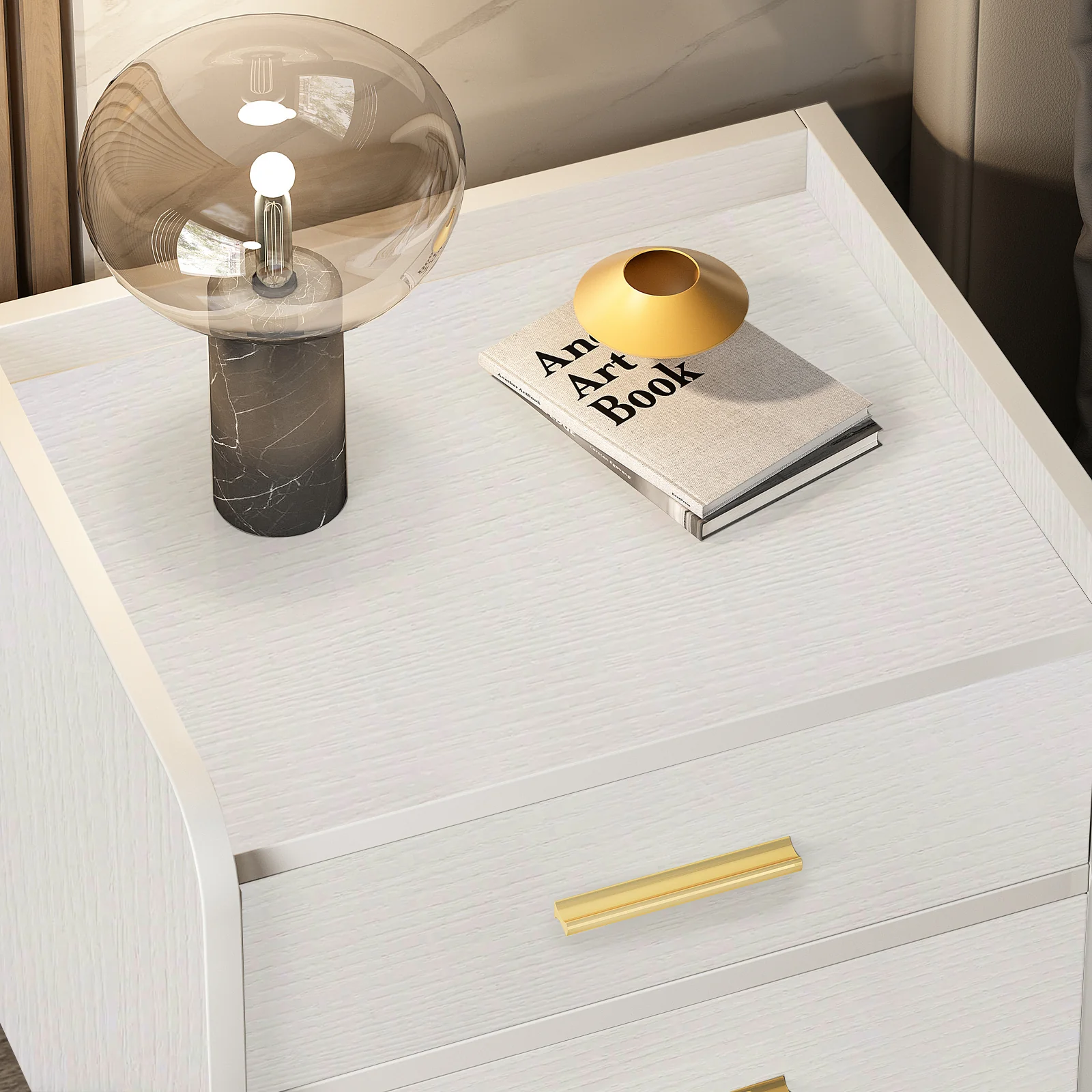 Serene 2-Drawer Bedside Table Nightstand (White) - Image 5