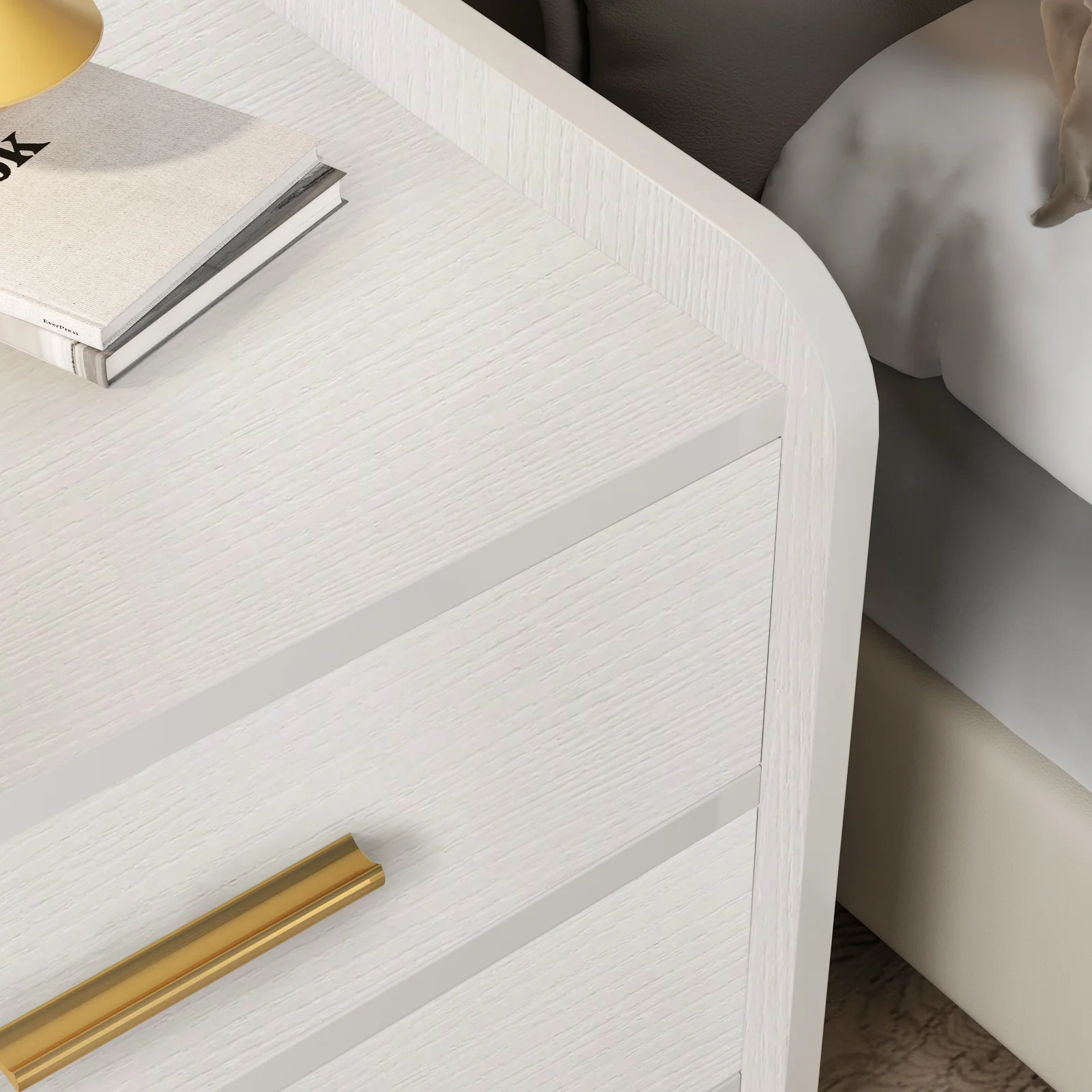 Serene 2-Drawer Bedside Table Nightstand (White) - Image 7