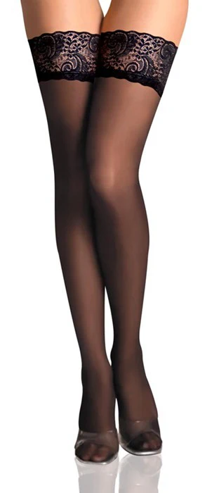 Sexy Sheer Lace Thigh High Stockings (BLACK) - Image 2