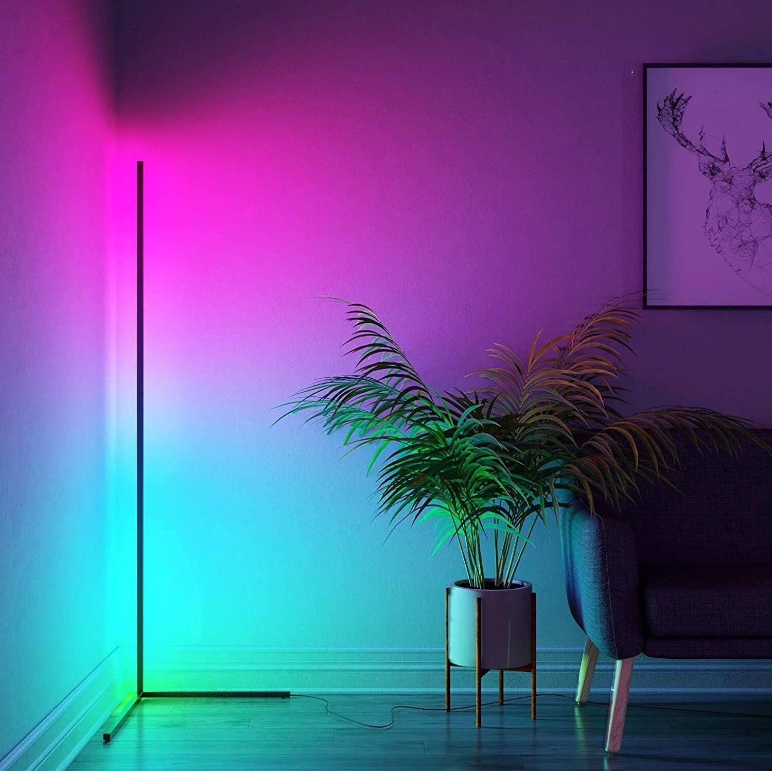 Smart Magic RGB LED Corner Floor Lamp Colour Changing Ambient Light - Image 8