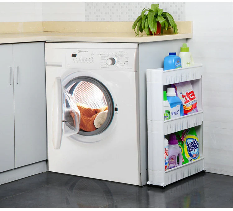Smart Space 3 Level Side Bottle Storage Shelf with Wheels - Image 2