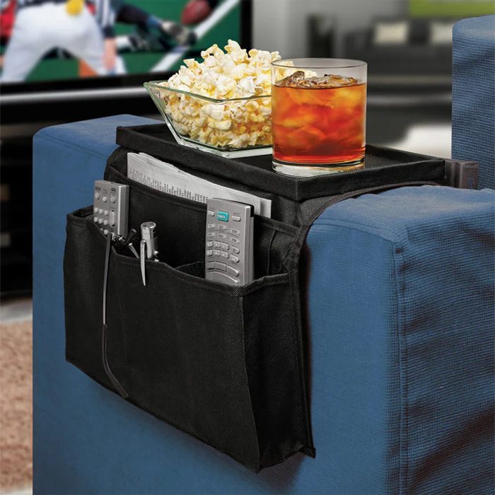 Sofa Couch Chair Arm Rest Organizer Remote Control Holder 6 Pocket with Table Top - Image 6