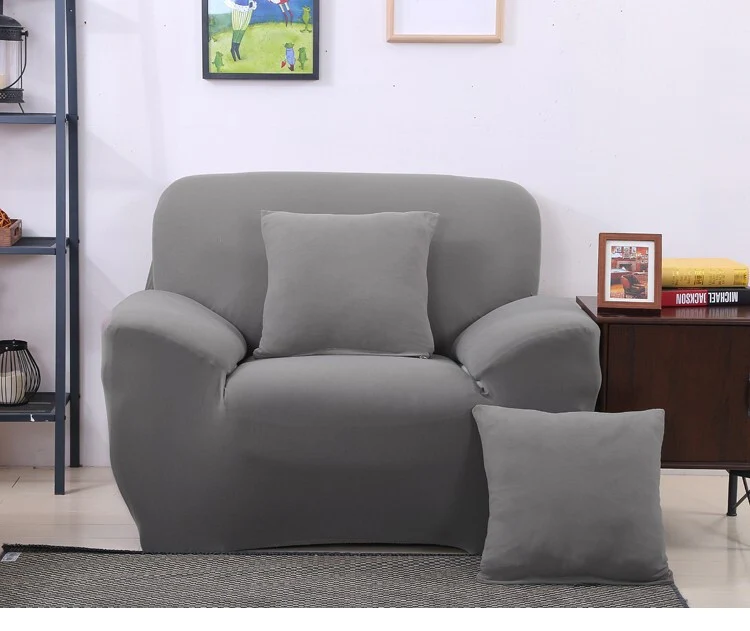 Sofa Cover Stretch Set: Lounge Couch & Cushion Protector (Grey, Single Seater) - Image 4