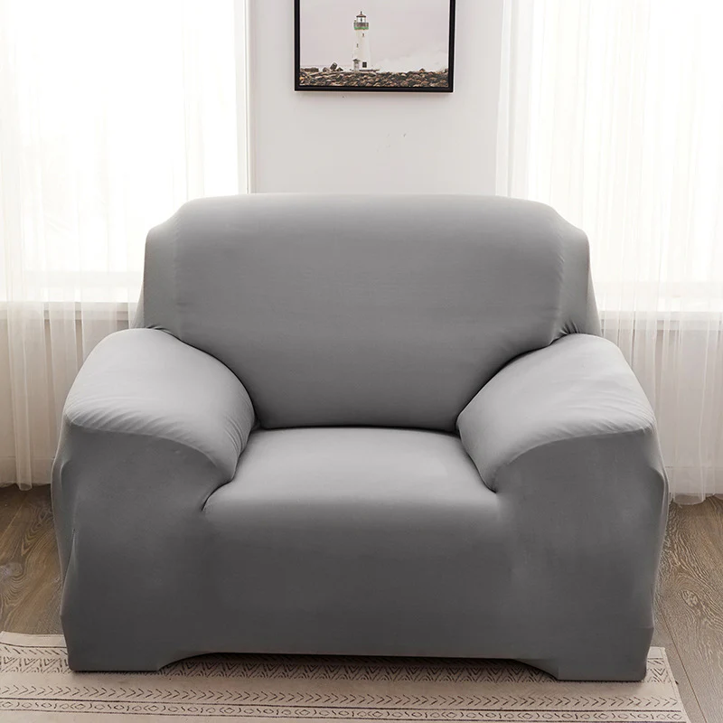 Sofa Cover Stretch Set: Lounge Couch & Cushion Protector (Grey, Single Seater) - Image 6