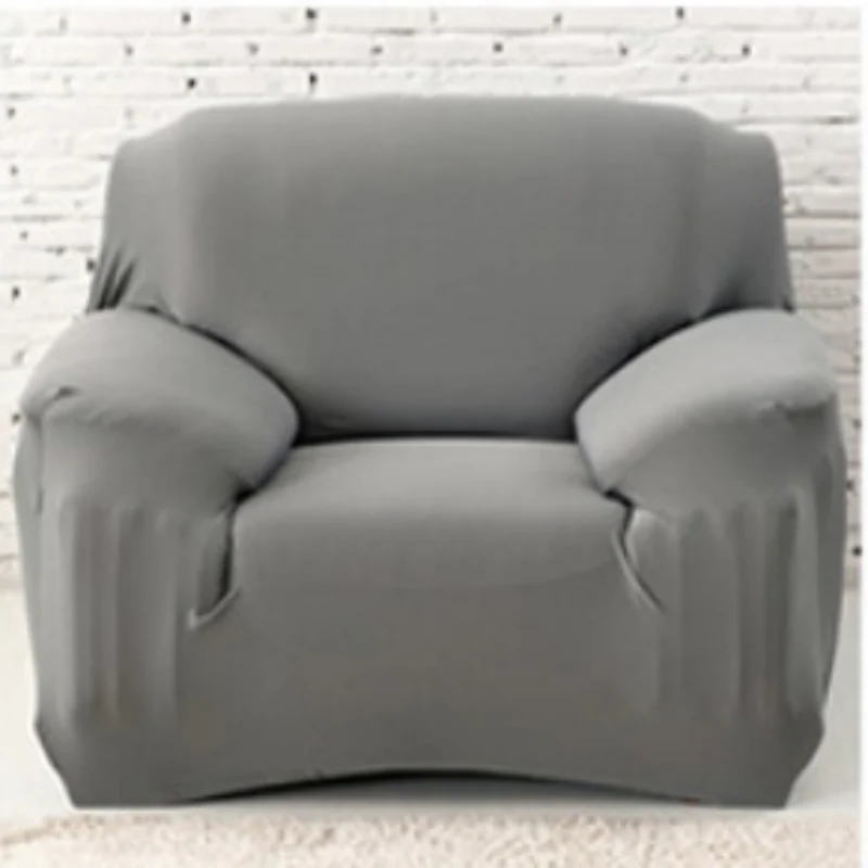 Sofa Cover Stretch Set: Lounge Couch & Cushion Protector (Grey, Single Seater) - Image 9
