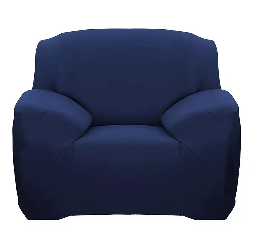 Sofa Cover Stretch Set: Lounge Couch & Cushion Protector (Navy, Single Seater) - Image 2