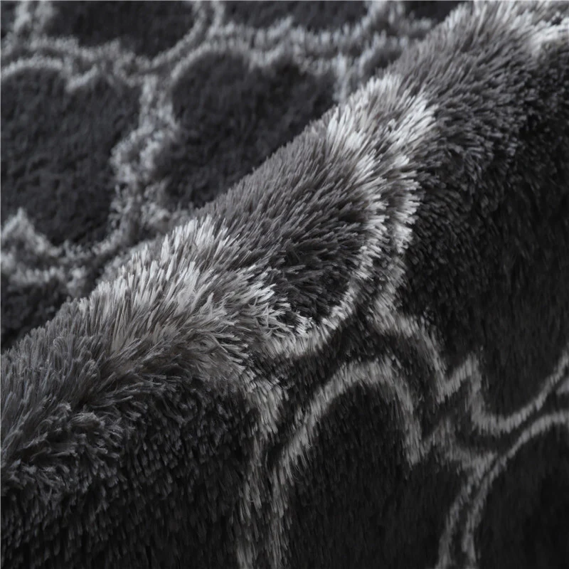 Soft Bedroom/Living Room Comfortable Shag Rug (200 x 140, Black Lattice) - Image 19