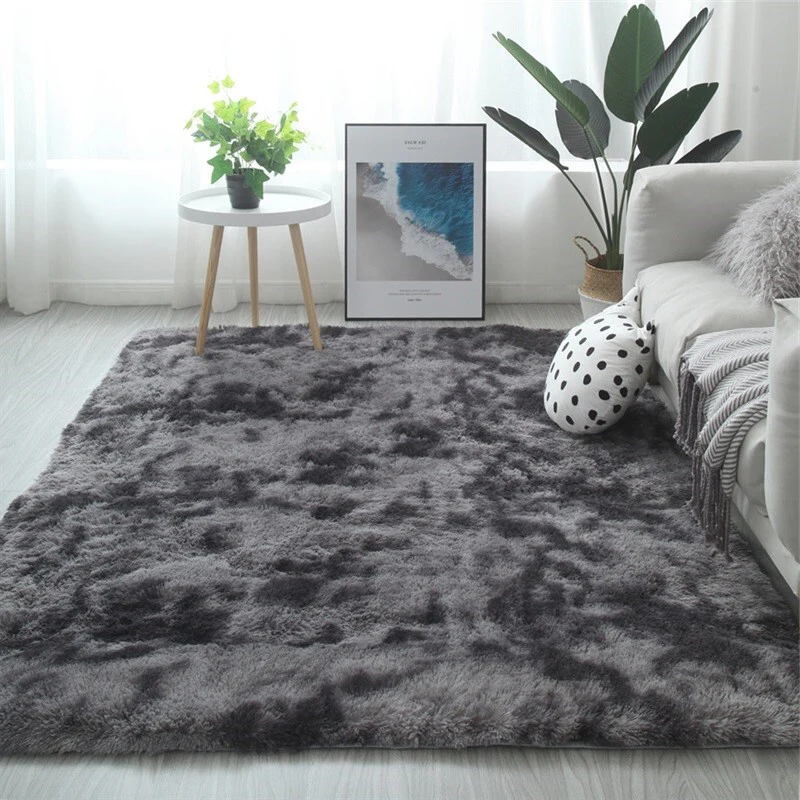 Soft Bedroom/Living Room Comfortable Shag Rug (200 x 140, Charcoal & Grey) - Image 10