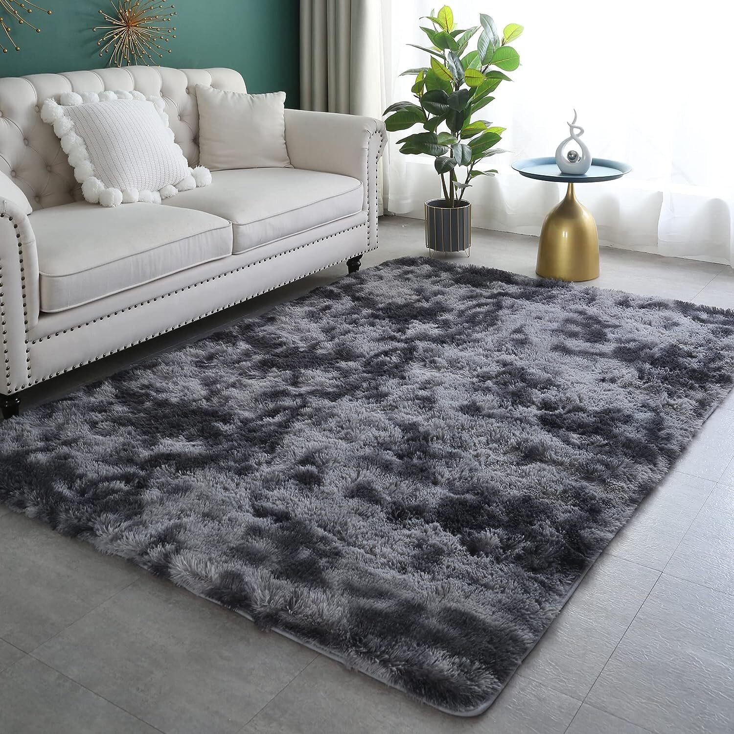Soft Bedroom/Living Room Comfortable Shag Rug (200 x 140, Charcoal & Grey) - Image 20
