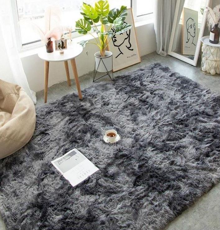 Soft Bedroom/Living Room Comfortable Shag Rug (200 x 140, Charcoal & Grey) - Image 6
