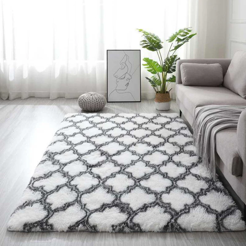 Soft Bedroom/Living Room Comfortable Shag Rug (200 x 140, White Lattice) - Image 10