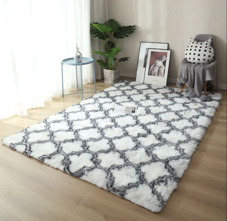 Soft Bedroom/Living Room Comfortable Shag Rug (200 x 140, White Lattice) - Image 15