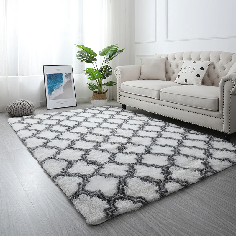 Soft Bedroom/Living Room Comfortable Shag Rug (200 x 140, White Lattice) - Image 7