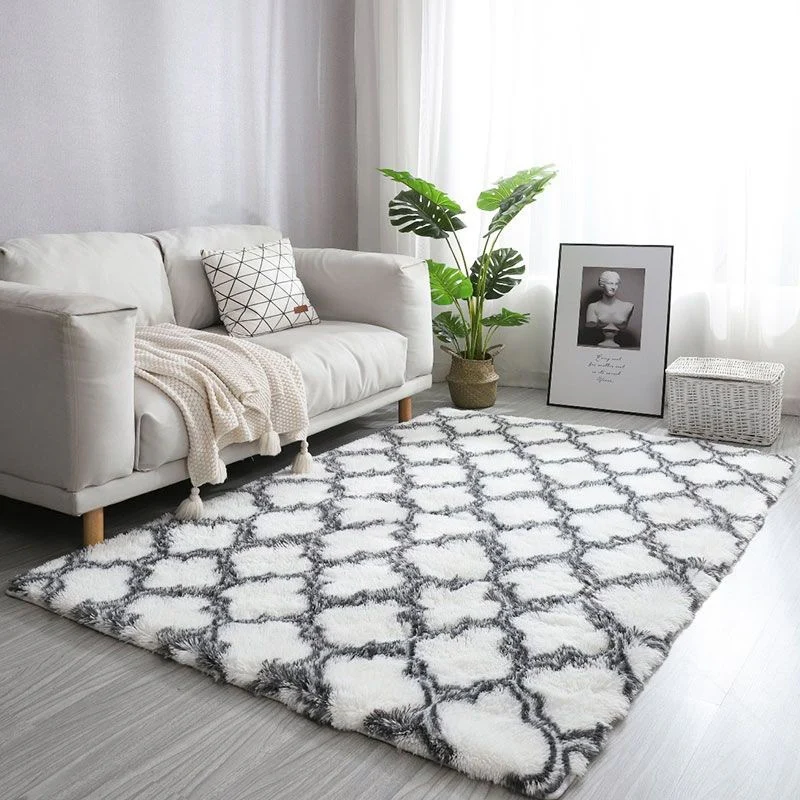 Soft Bedroom/Living Room Comfortable Shag Rug (200 x 140, White Lattice) - Image 8