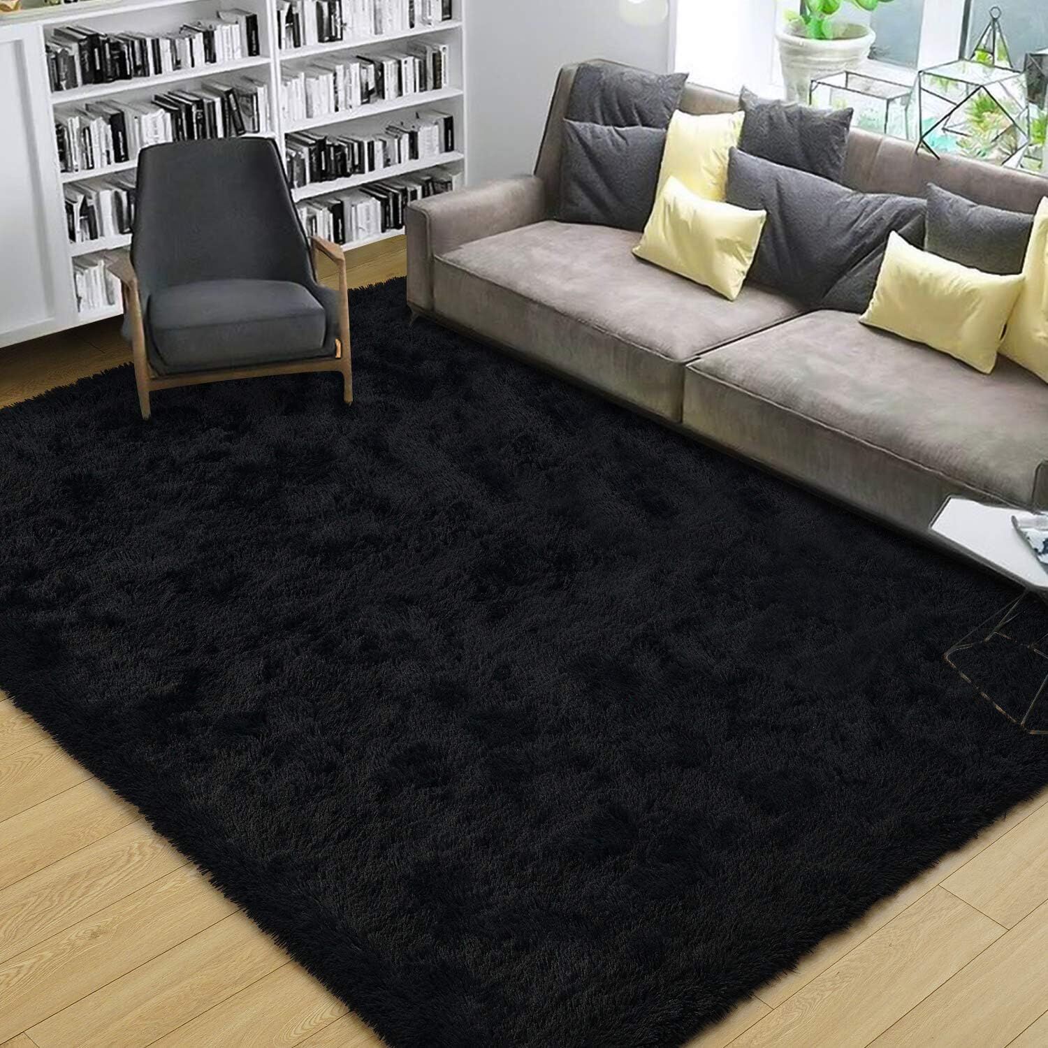 Soft Shag Rug Carpet Mat (Black, 160 x 120) - Image 18