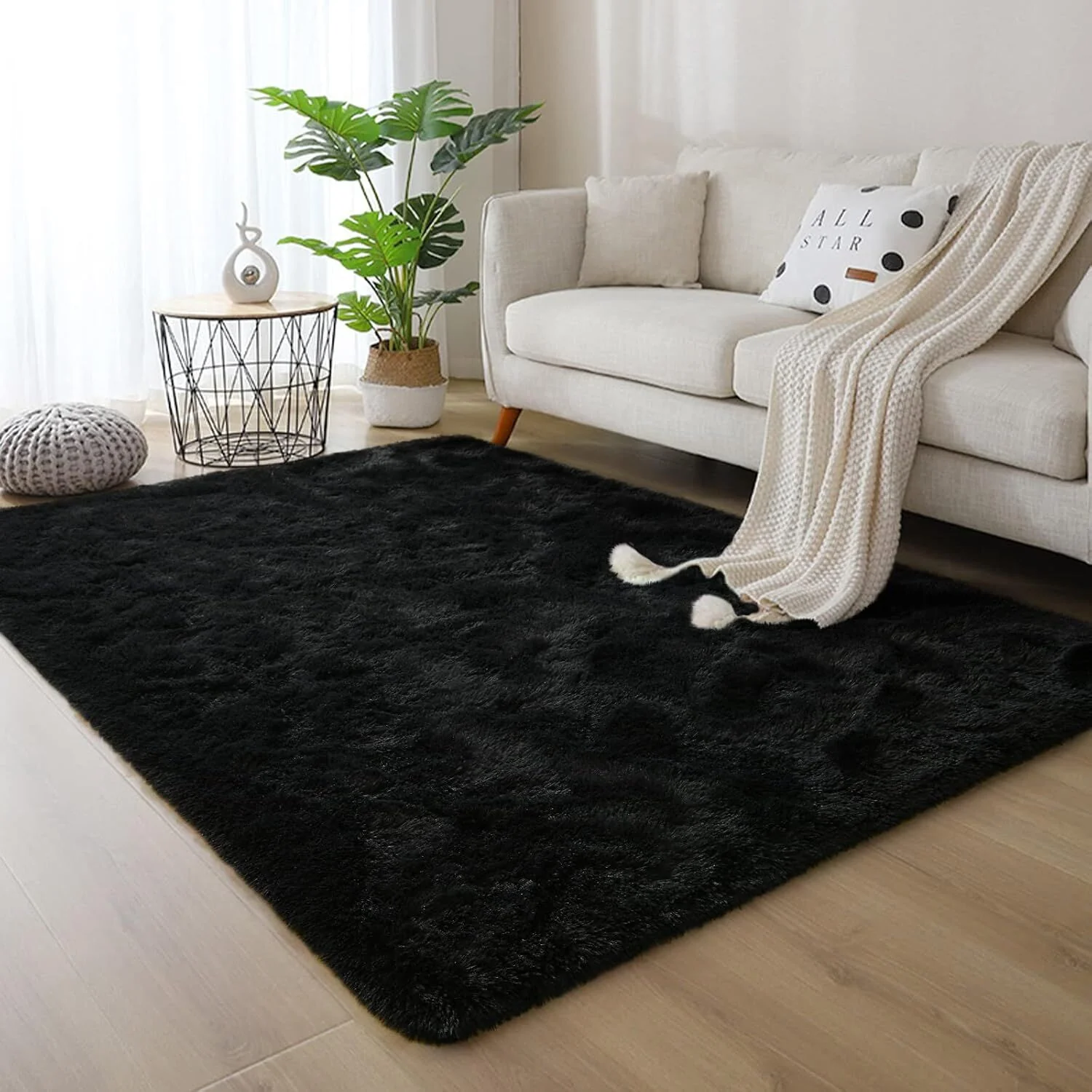 Soft Shag Rug Carpet Mat (Black, 160 x 120) - Image 21