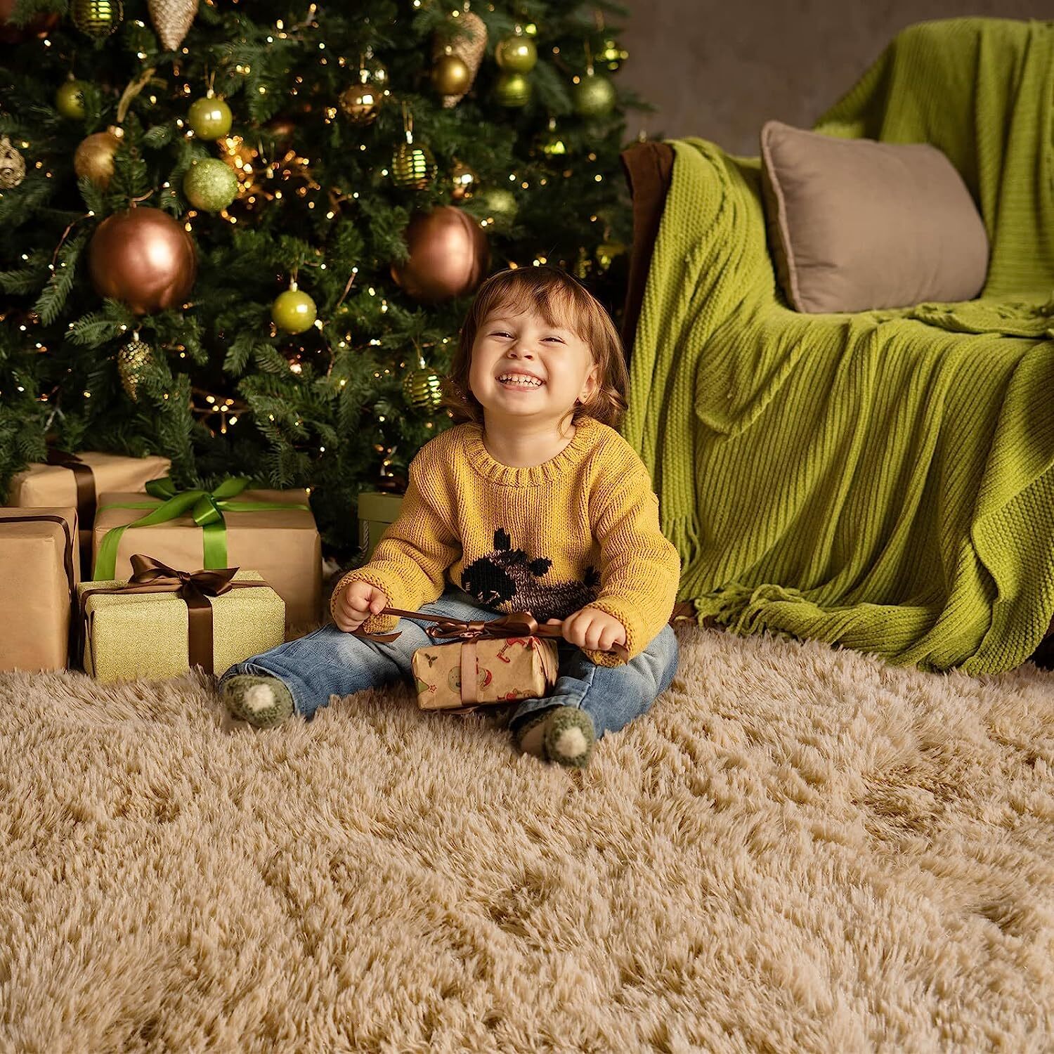 Soft Shag Rug Carpet Mat (Caramel, 160 x 120) - Image 11