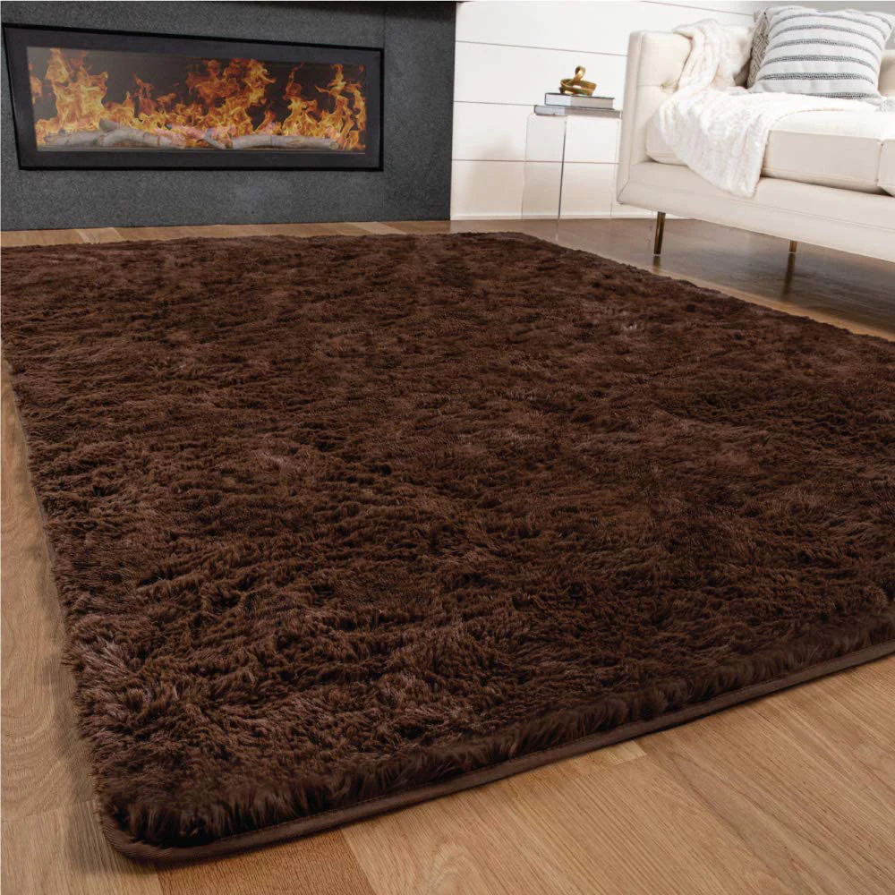 Soft Shag Rug Carpet Mat (Chocolate, 160 x 120) - Image 7