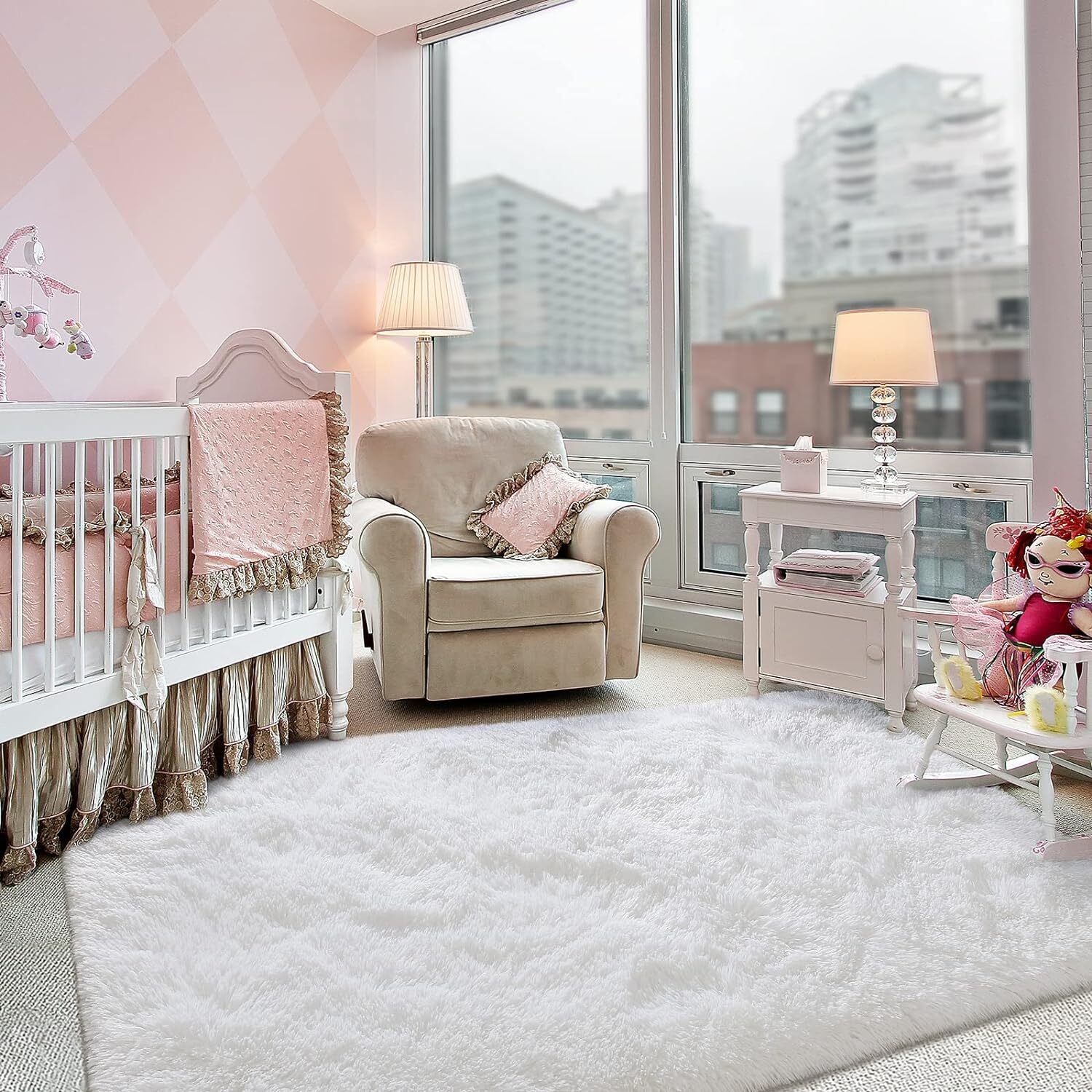 Soft Shag Rug Carpet Mat (Cream White, 160 x 120) - Image 14