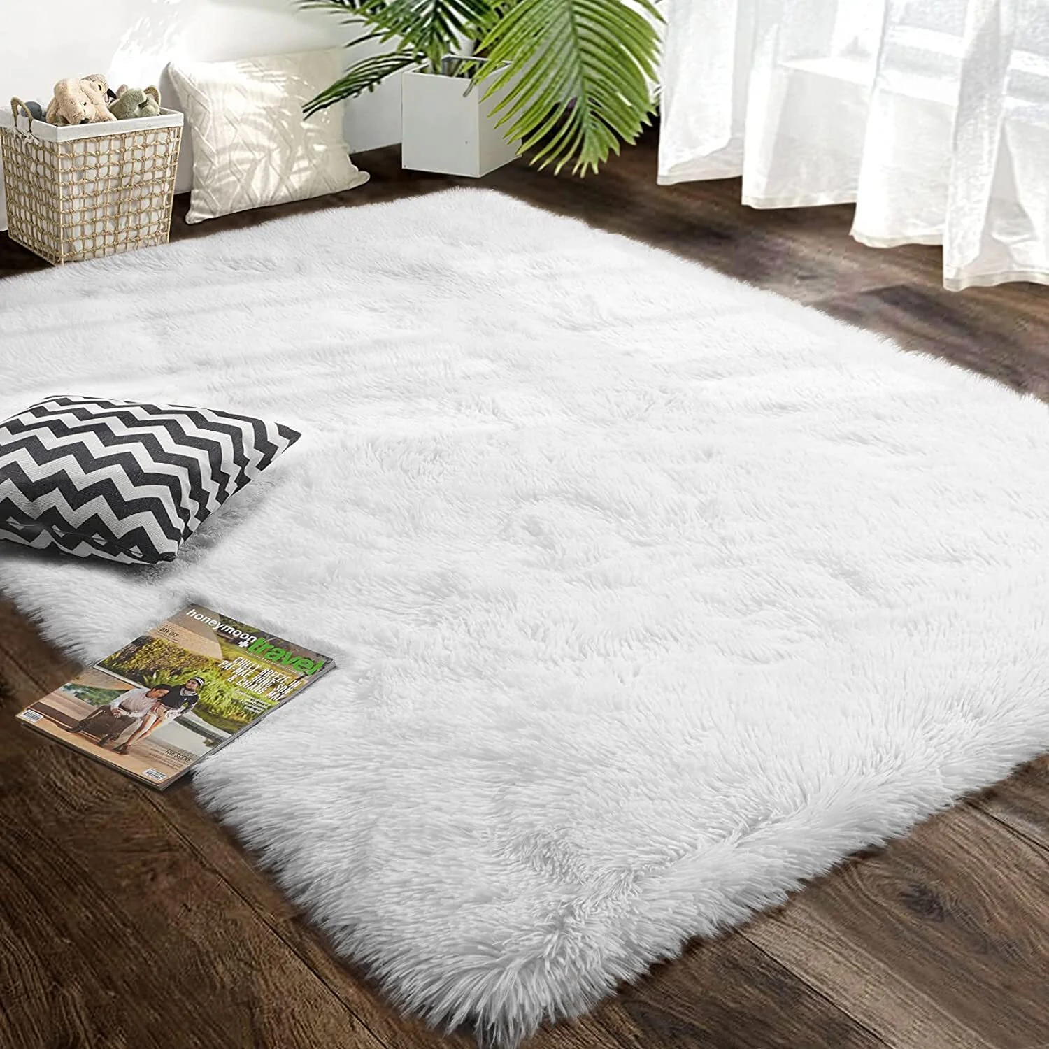 Soft Shag Rug Carpet Mat (Cream White, 160 x 120) - Image 2