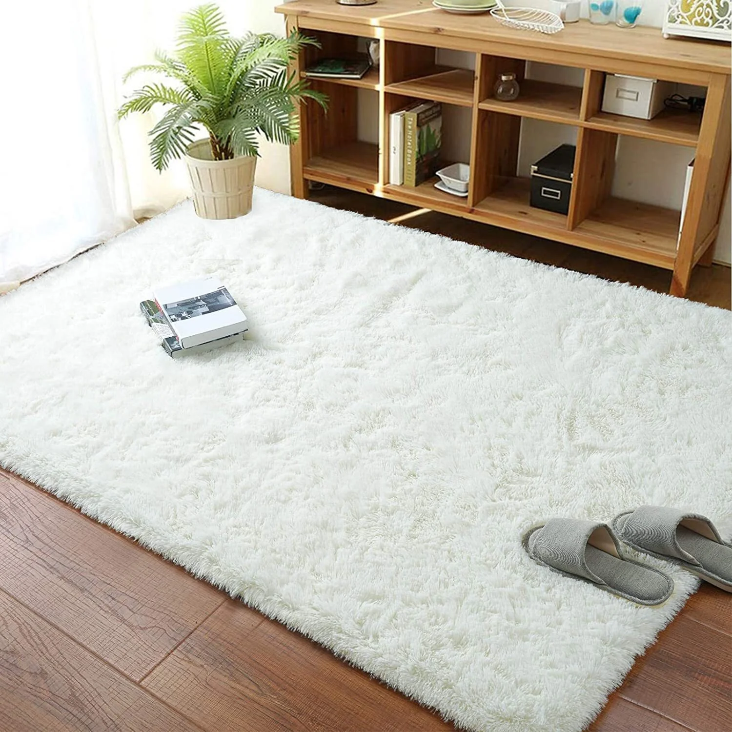 Soft Shag Rug Carpet Mat (Cream White, 160 x 120) - Image 20