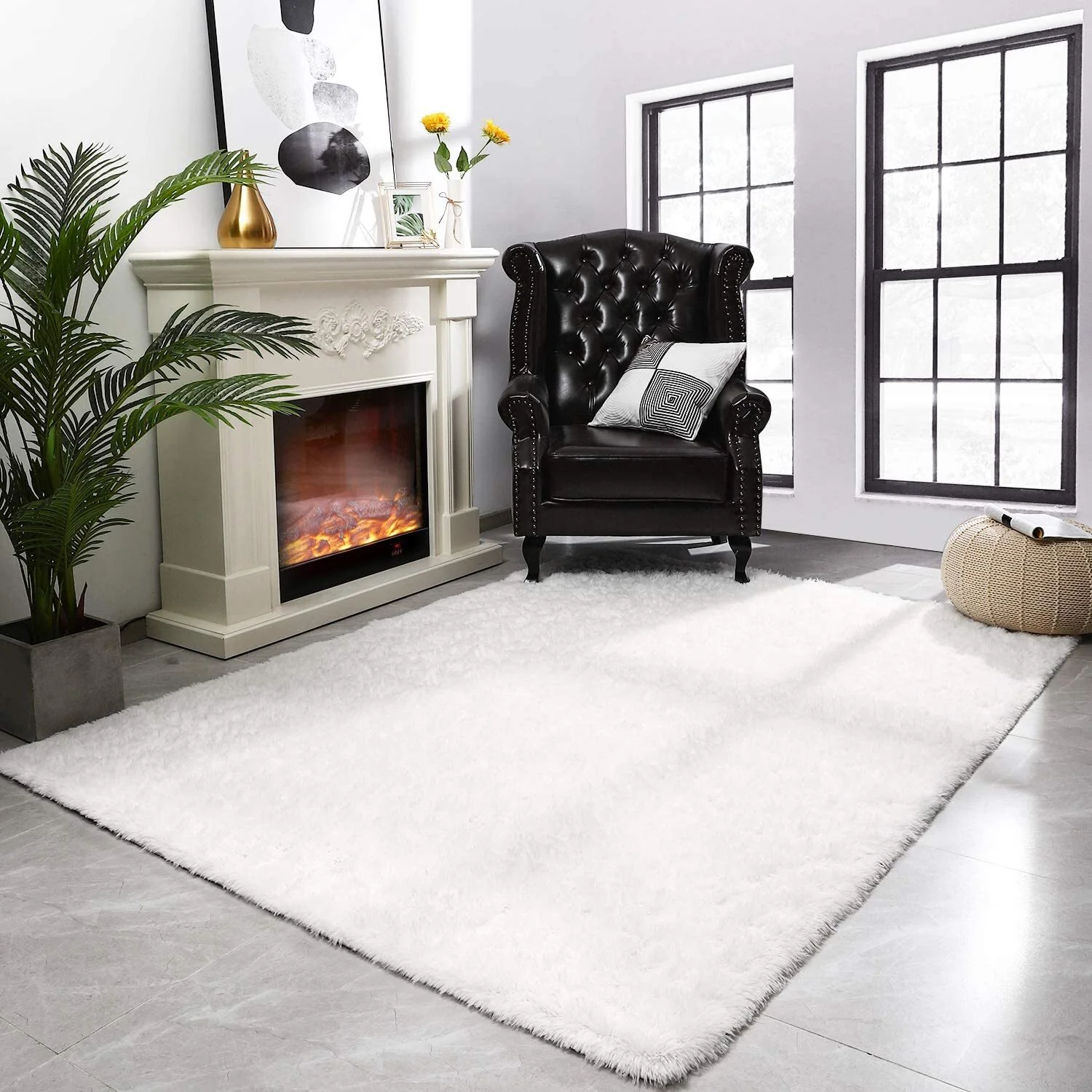 Soft Shag Rug Carpet Mat (Cream White, 160 x 120) - Image 3