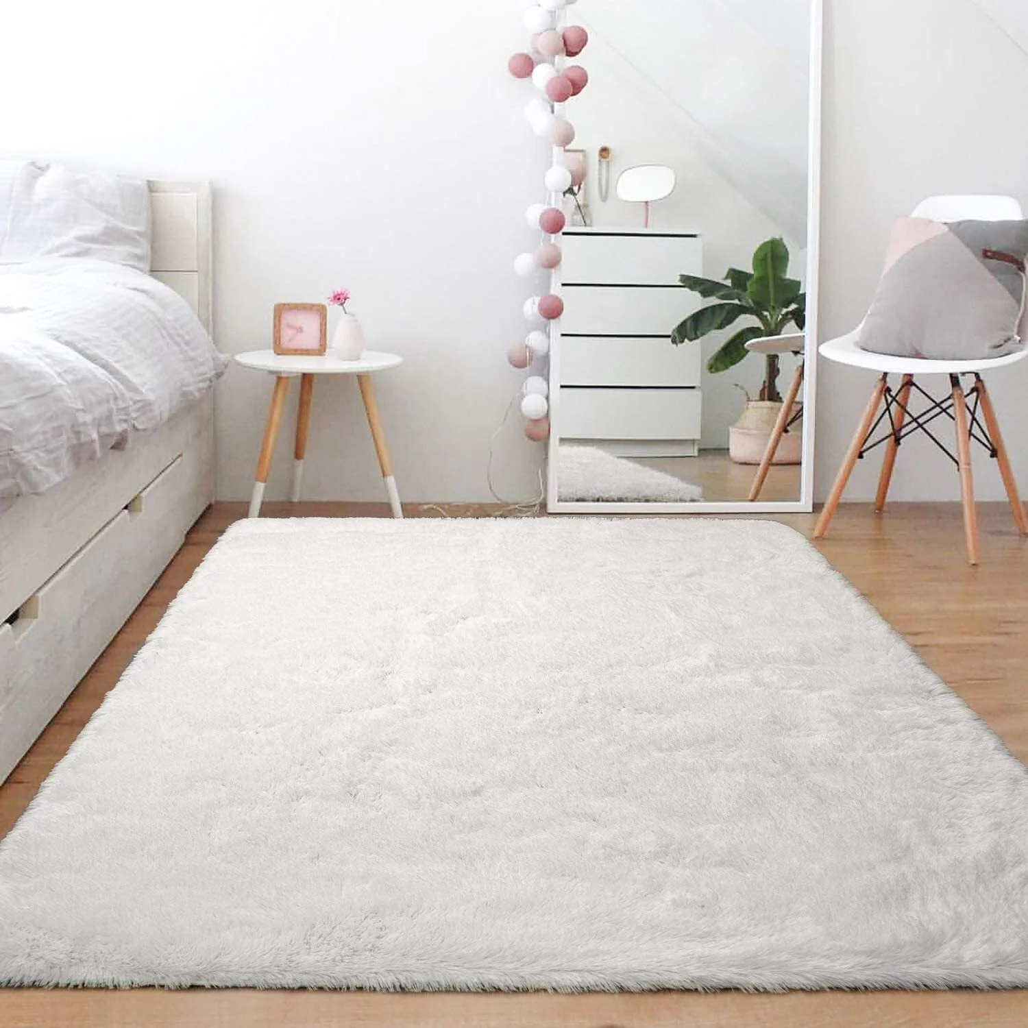 Soft Shag Rug Carpet Mat (Cream White, 160 x 120) - Image 6