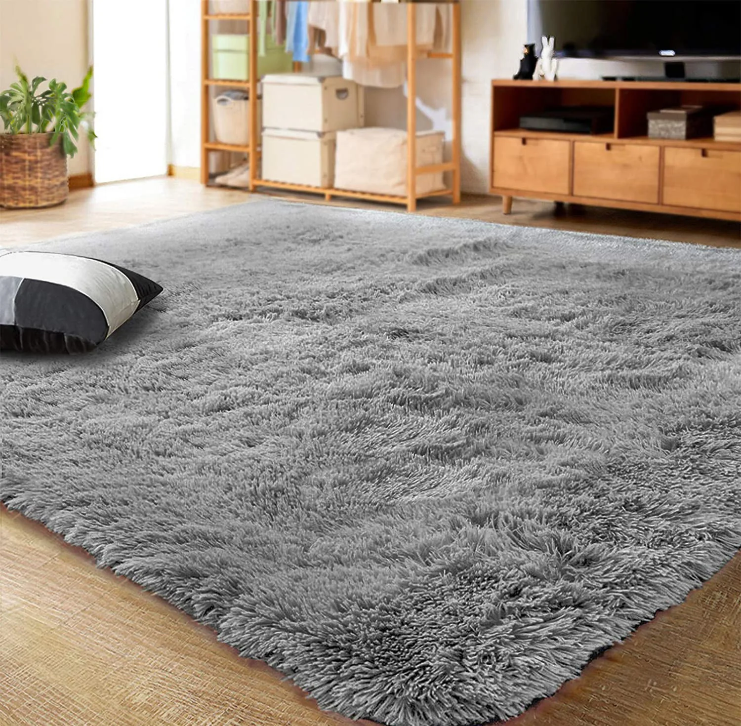 Soft Shag Rug Carpet Mat (Grey, 160 x 120) - Image 10