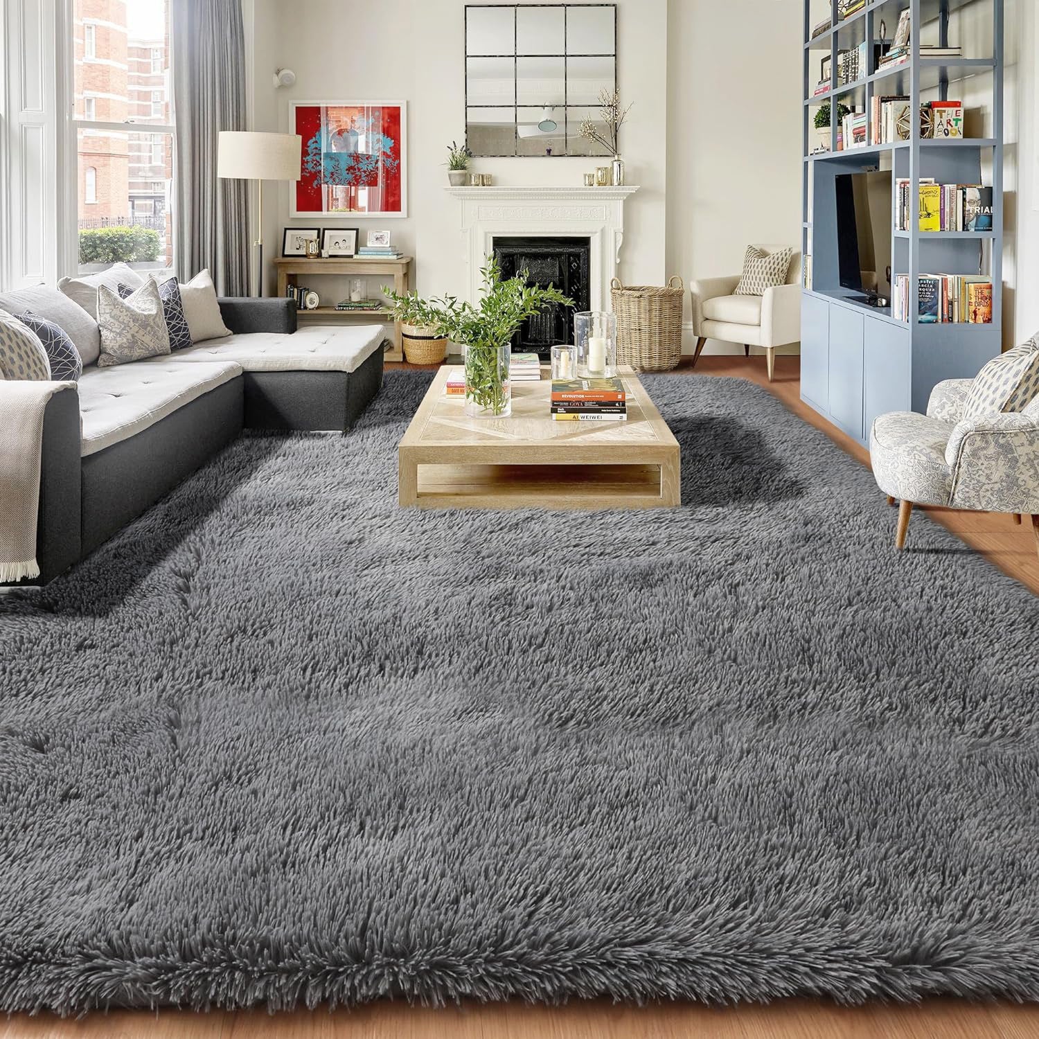 Soft Shag Rug Carpet Mat (Grey, 160 x 120) - Image 19