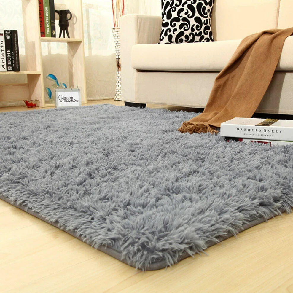 Soft Shag Rug Carpet Mat (Grey, 160 x 120) - Image 5