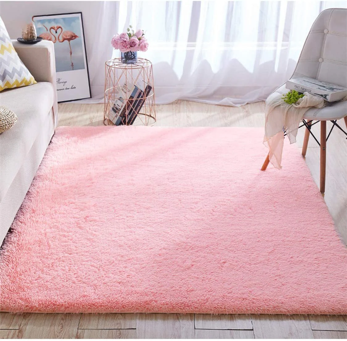 Soft Shag Rug Carpet Mat (Pink, 160 x 120) - Image 18