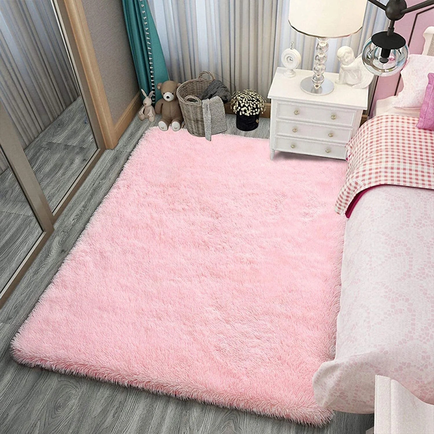 Soft Shag Rug Carpet Mat (Pink, 160 x 120) - Image 19