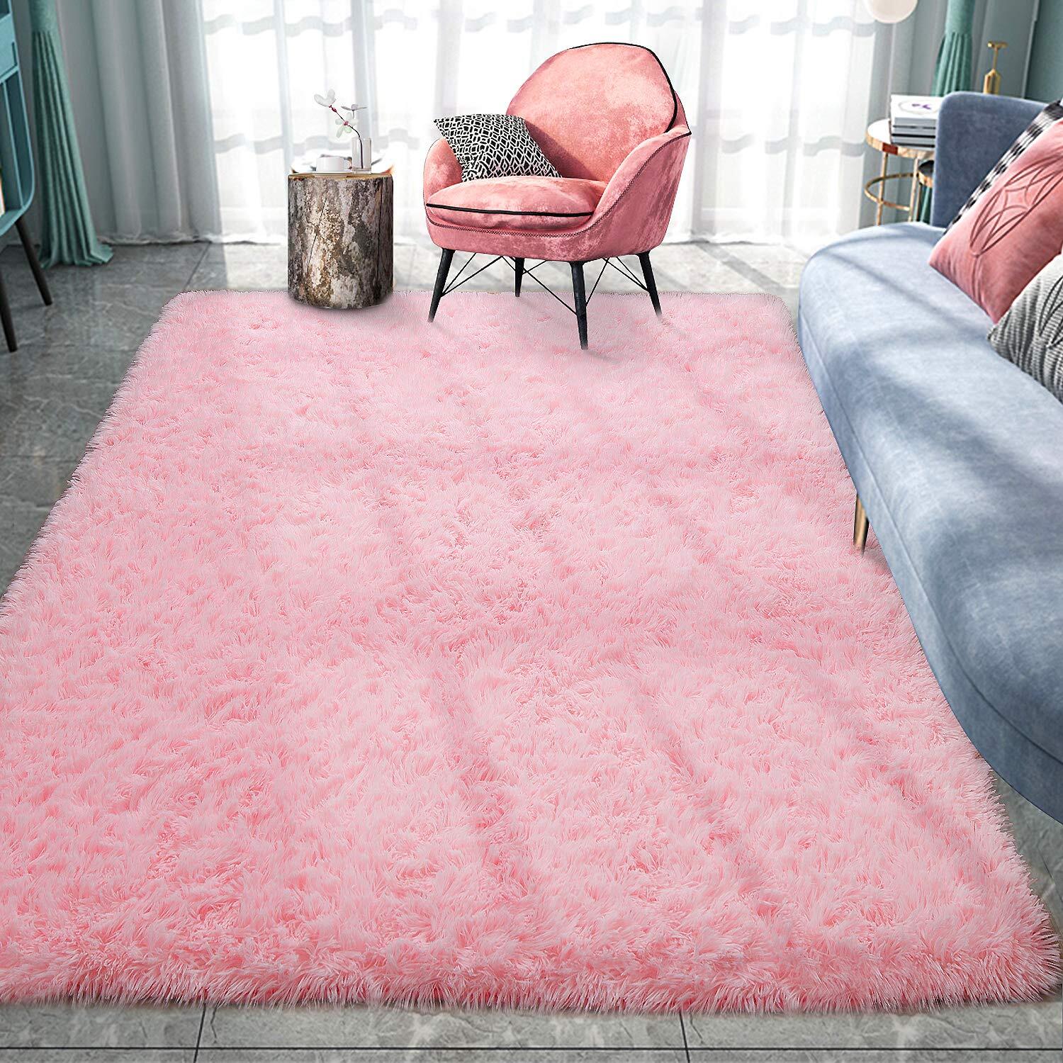 Soft Shag Rug Carpet Mat (Pink, 160 x 120) - Image 28