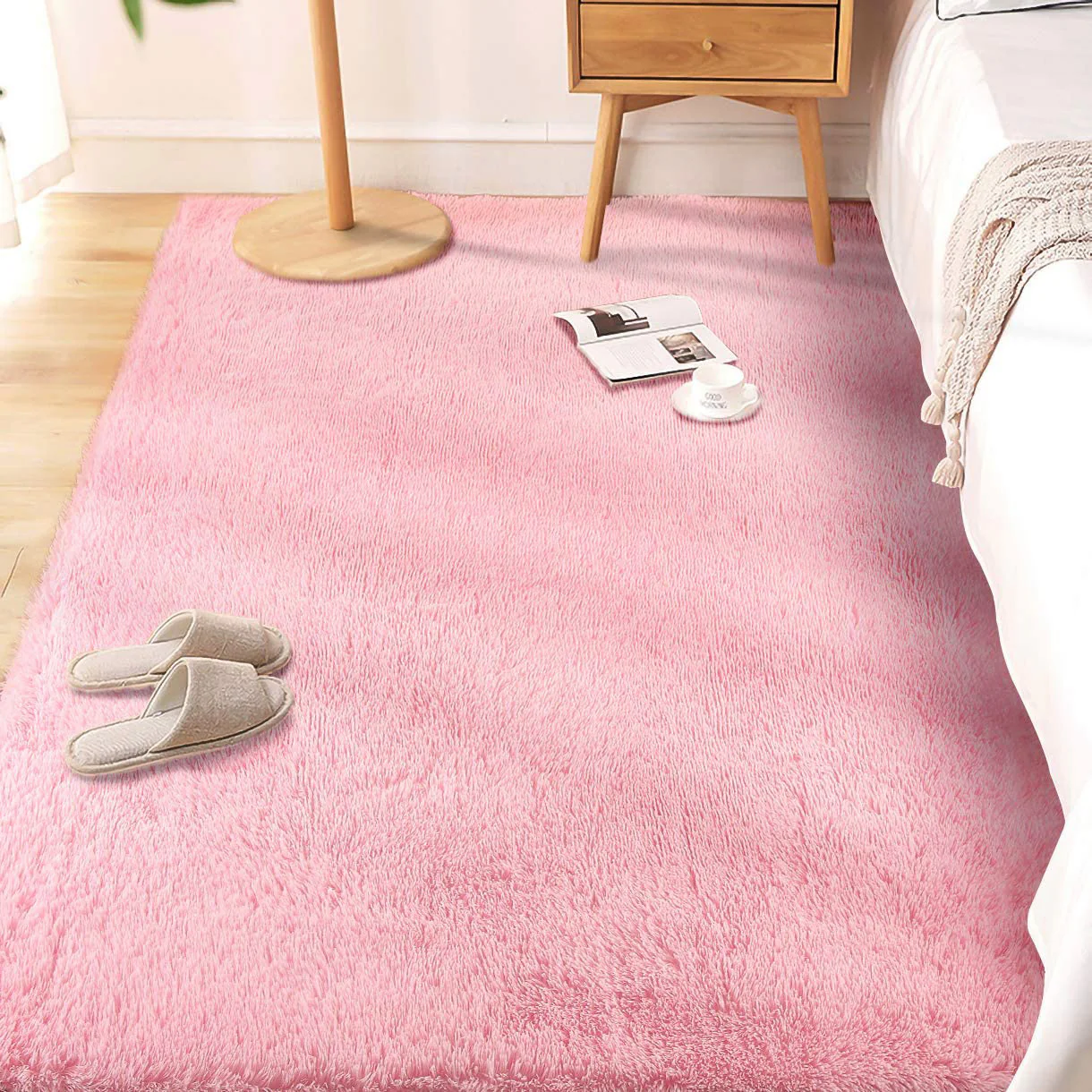 Soft Shag Rug Carpet Mat (Pink, 160 x 120) - Image 8