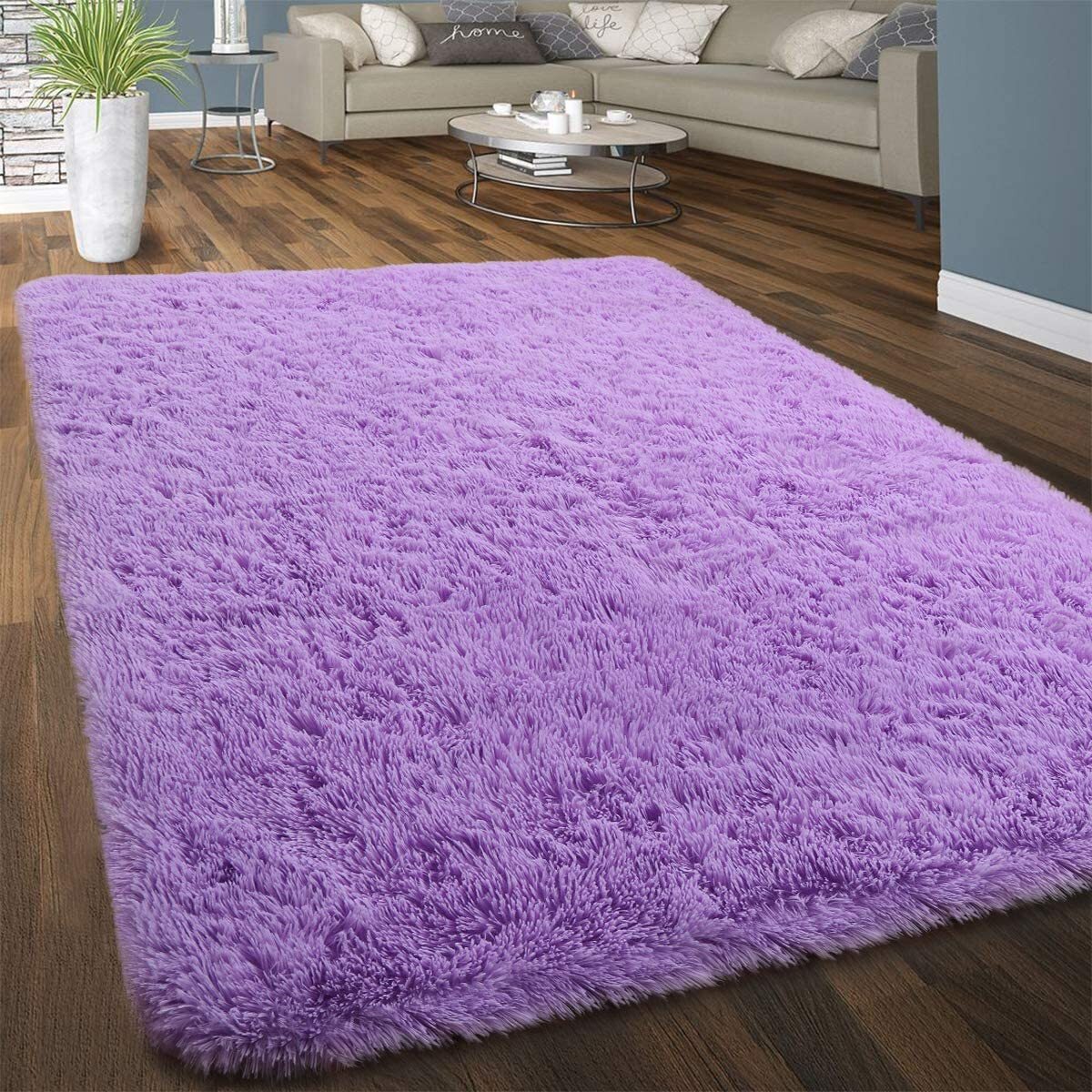 Soft Shag Rug Carpet Mat (Purple, 160 x 120) - Image 8