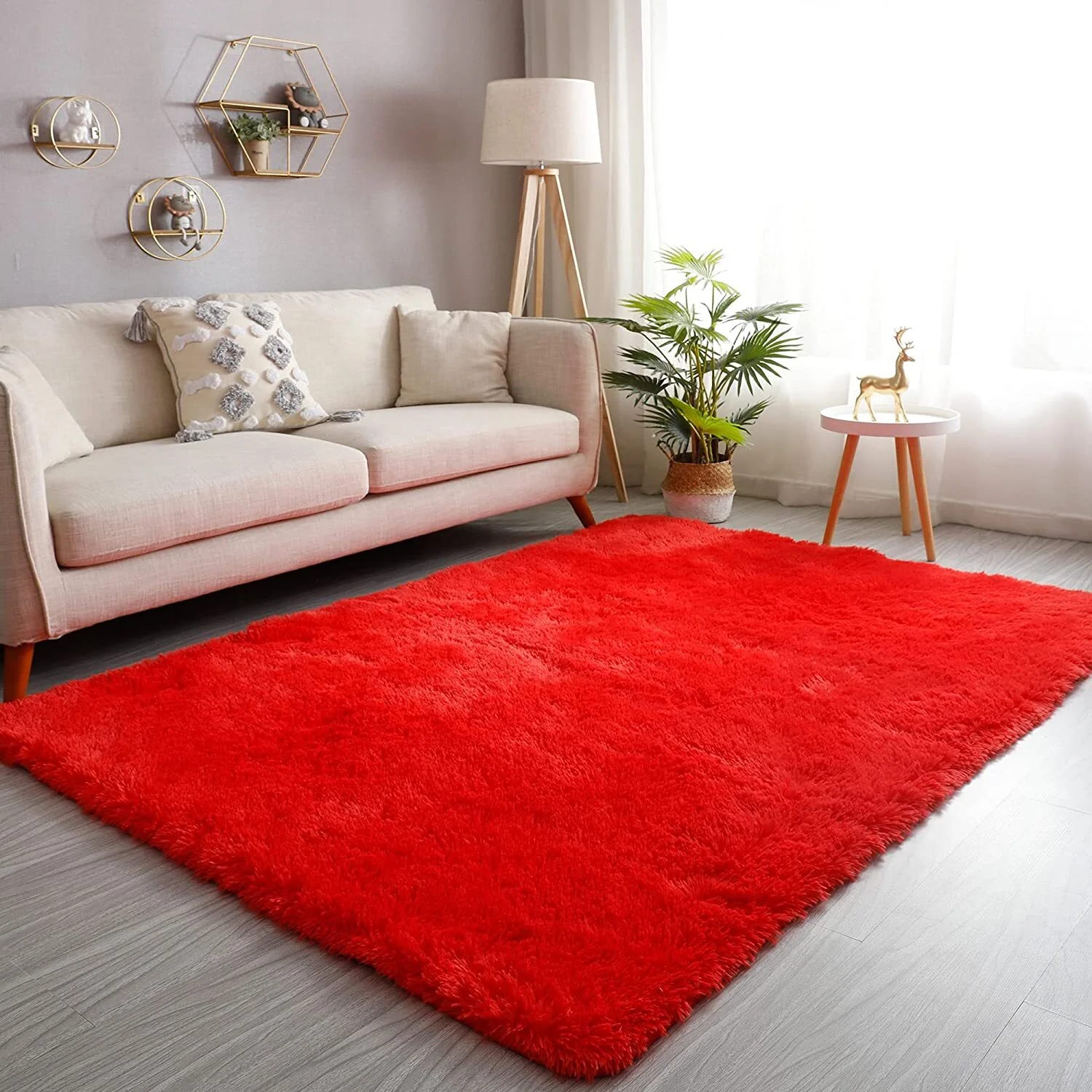 Soft Shag Rug Carpet Mat (Red, 160 x 120) - Image 17