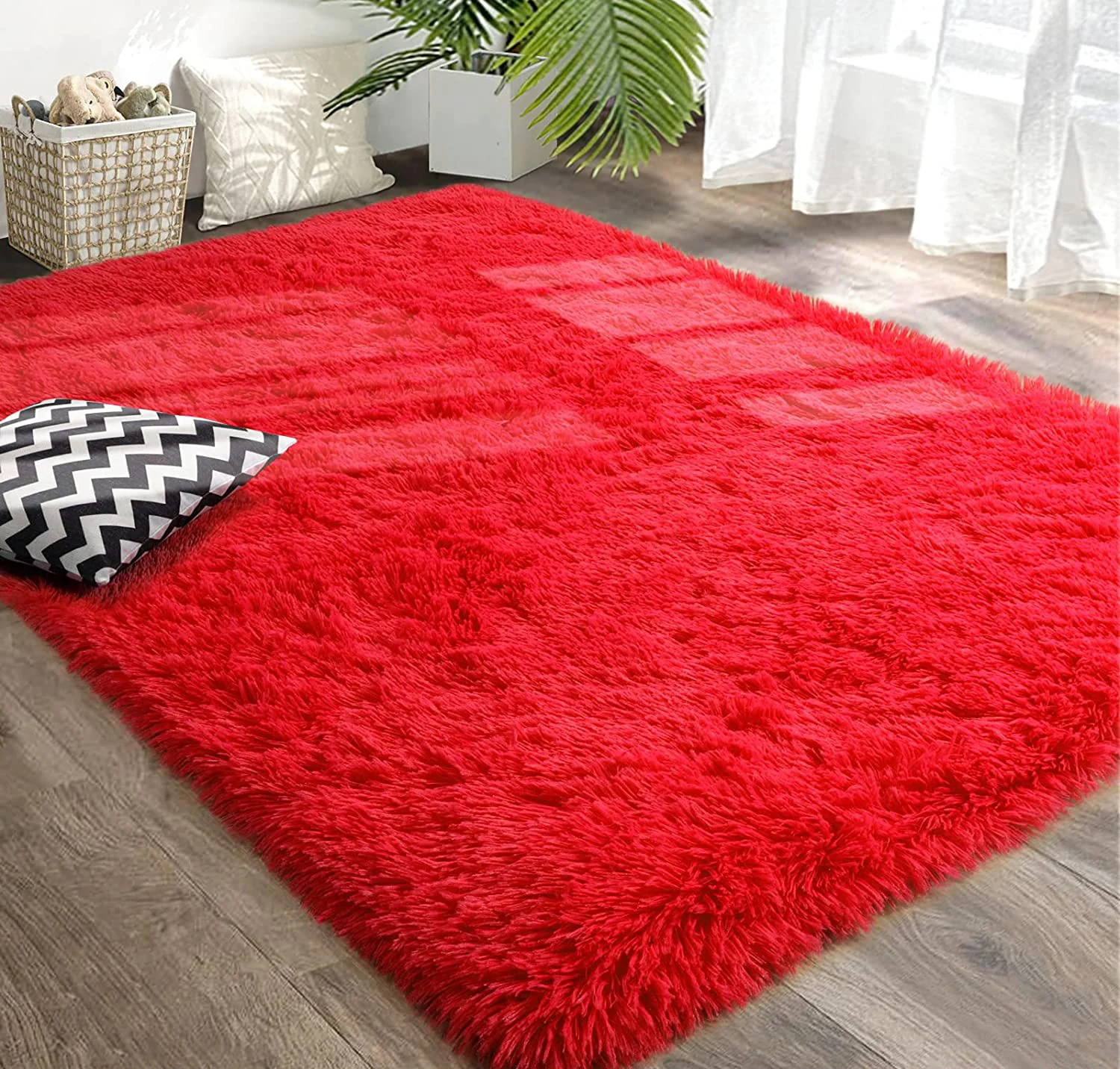 Soft Shag Rug Carpet Mat (Red, 160 x 120) - Image 3