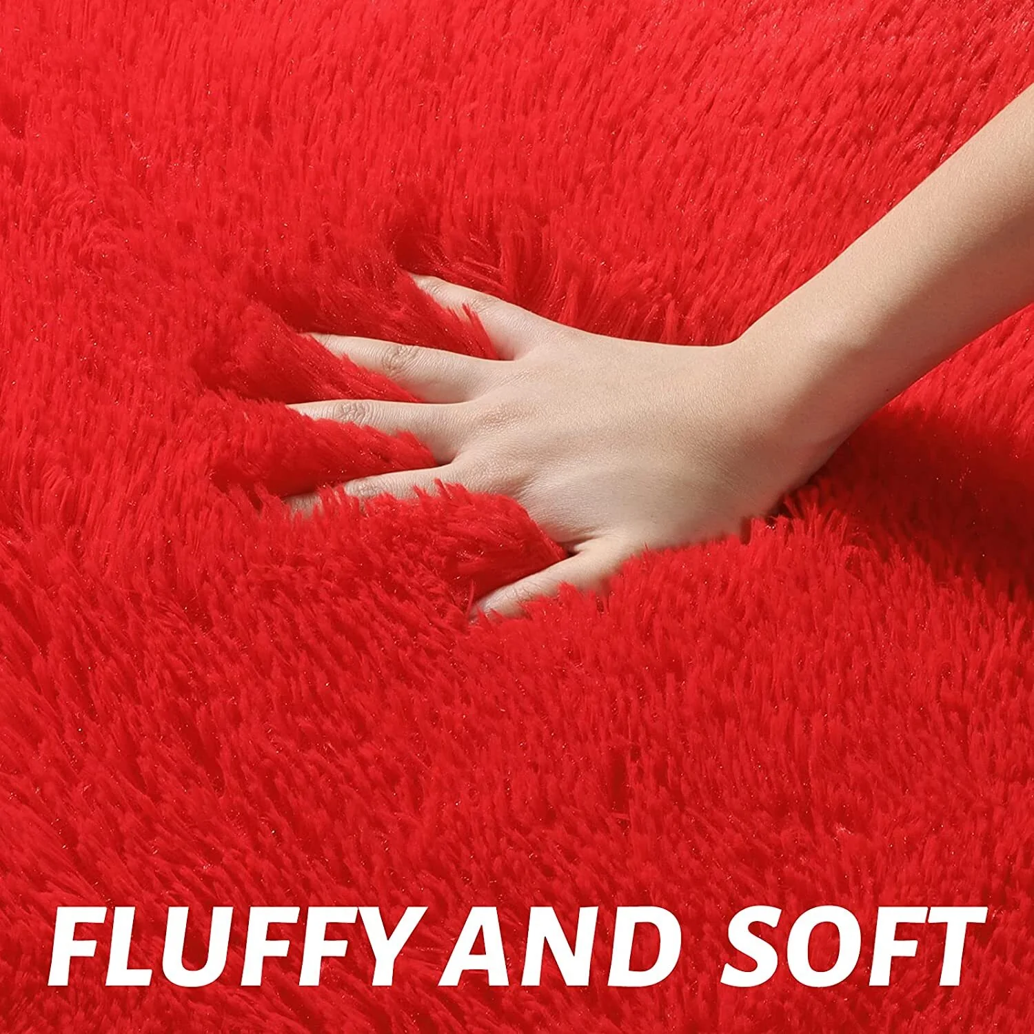 Soft Shag Rug Carpet Mat (Red, 160 x 120) - Image 9