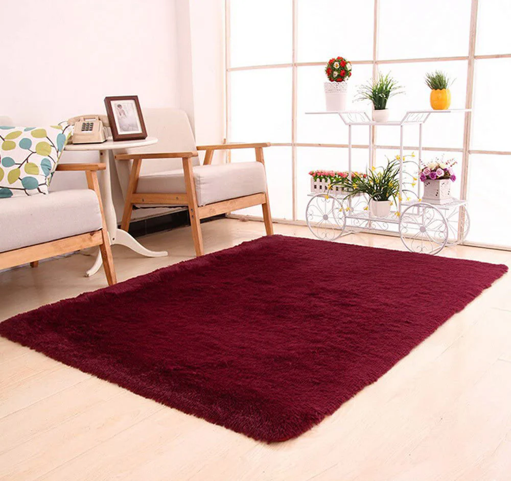 Soft Shag Rug Carpet Mat (Wine, 160 x 120) - Image 10