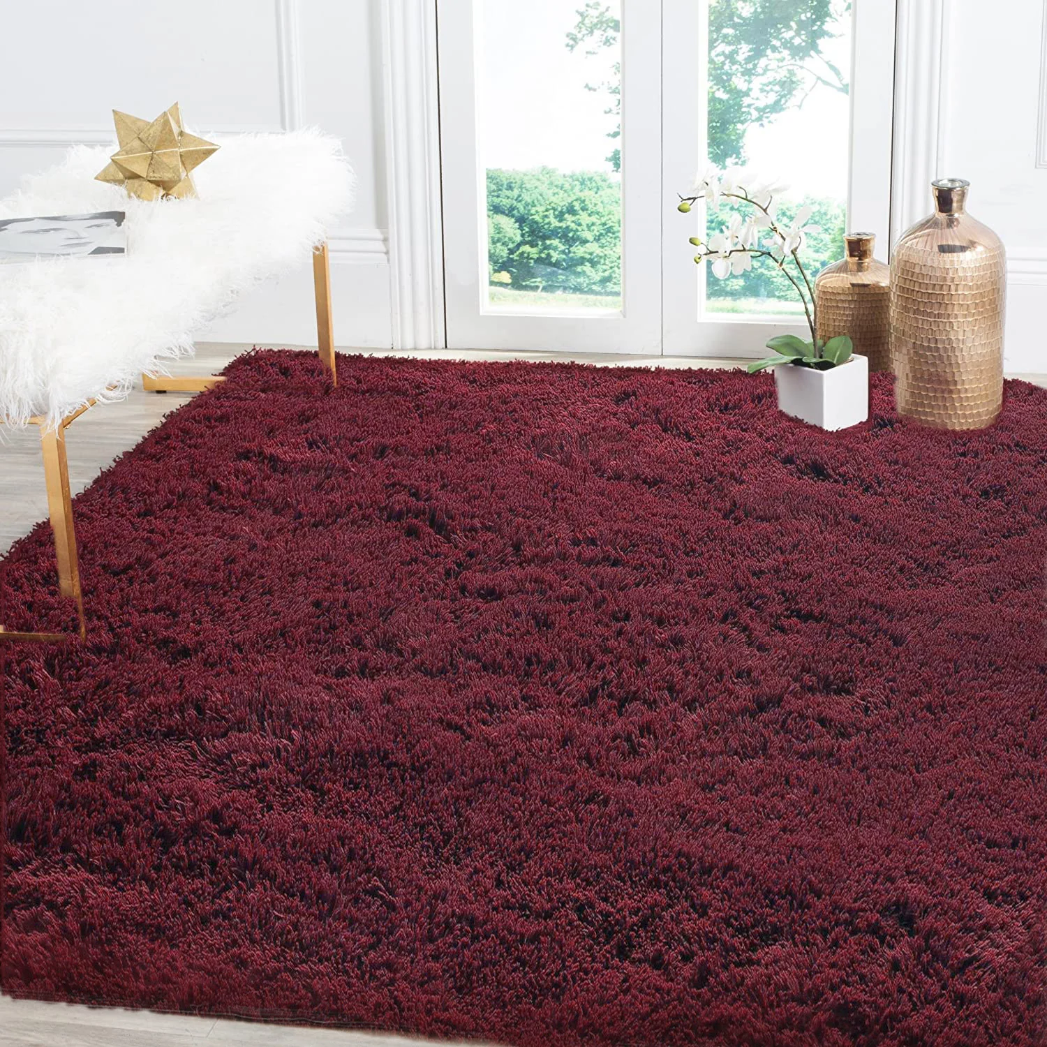 Soft Shag Rug Carpet Mat (Wine, 160 x 120) - Image 14