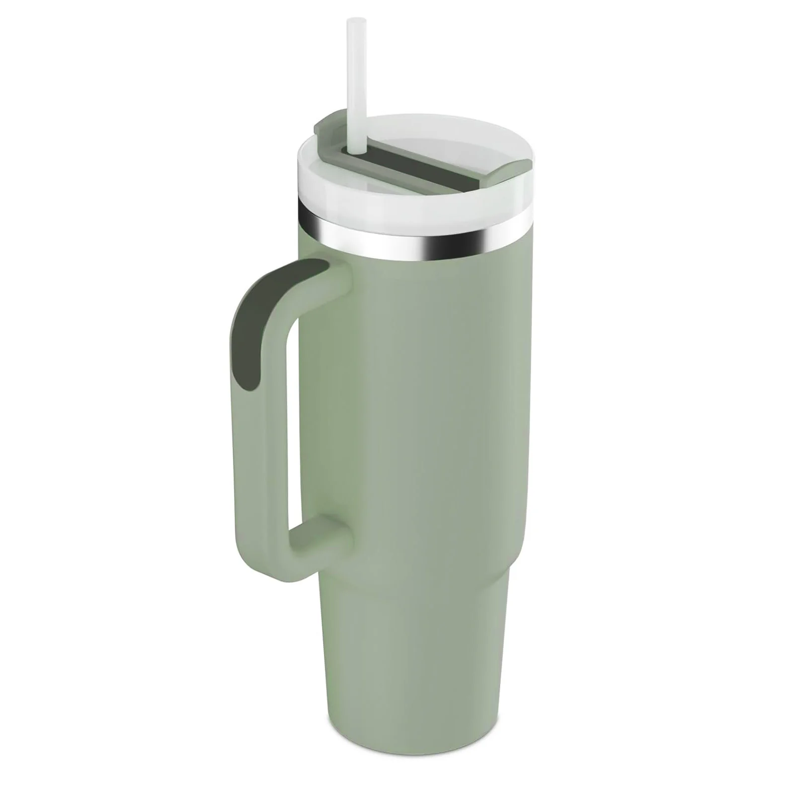 Stainless Steel Insulated Tumbler with Handle Straw Travel Mug (30oz, Eucalyptus Sage) - Image 6