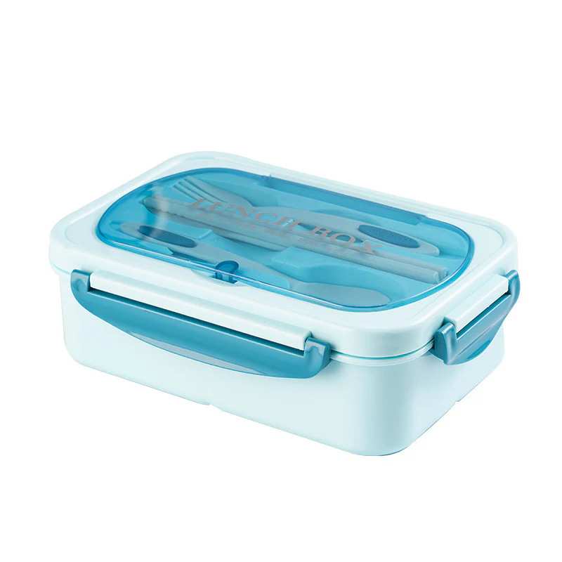 Stainless Steel Leakproof Lunch Bento Box with Compartments and Cutlery - Blue - Image 6