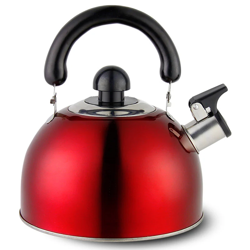 Stainless Steel Stove Top Whistling Kettle Red - Image 4