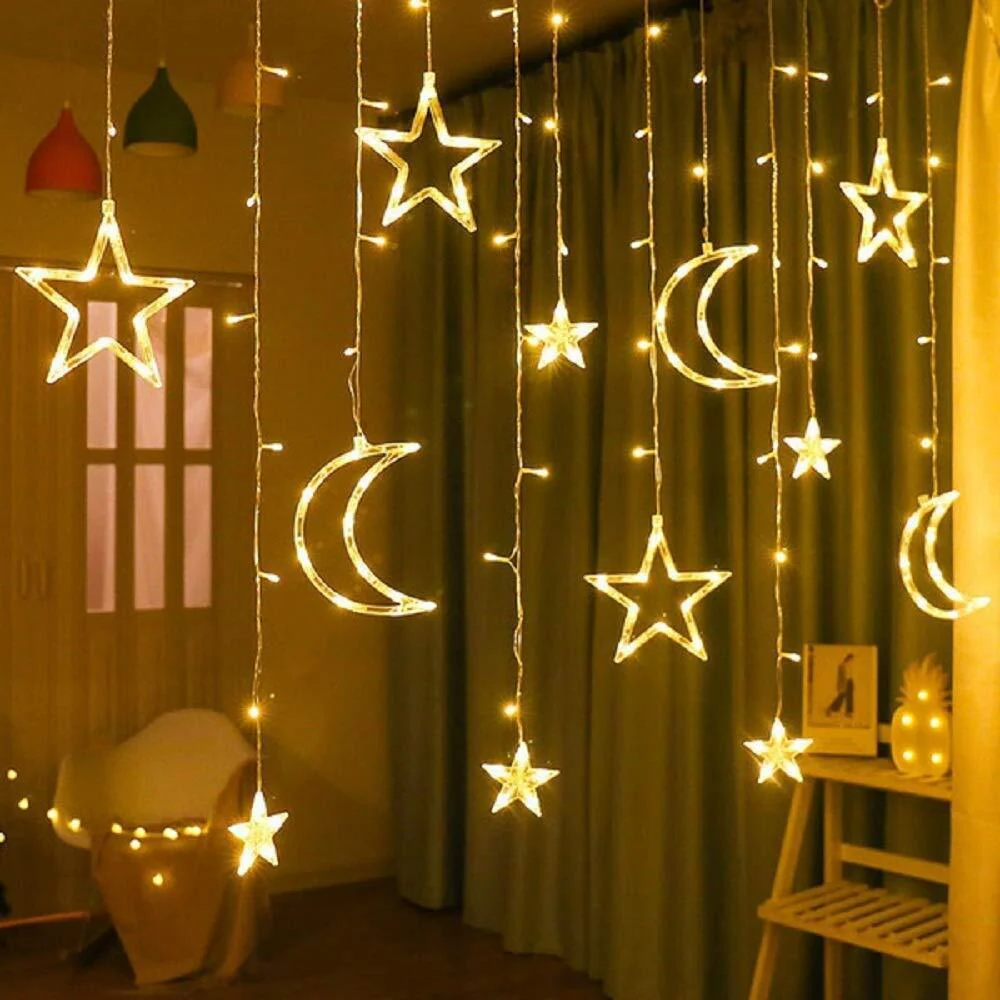 Star and Moon Fairy Curtain Lights LED String Light Home Garden Decorations - Image 20