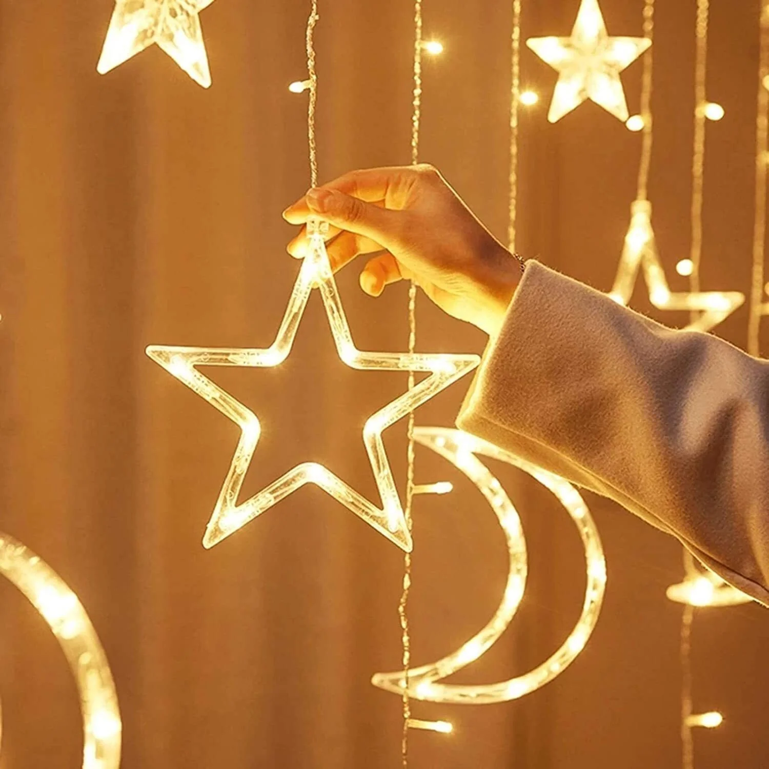 Star and Moon Fairy Curtain Lights LED String Light Home Garden Decorations - Image 4