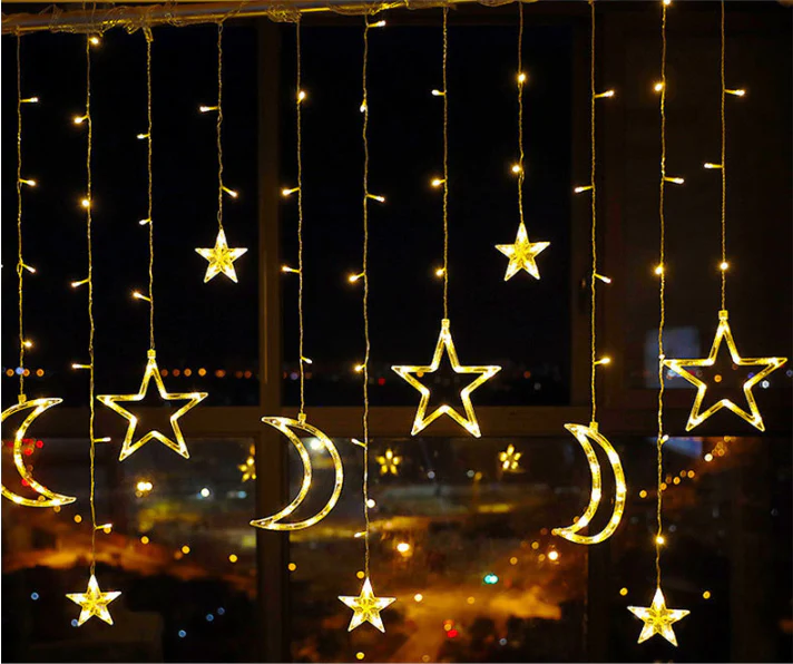 Star and Moon Fairy Curtain Lights LED String Light Home Garden Decorations - Image 7