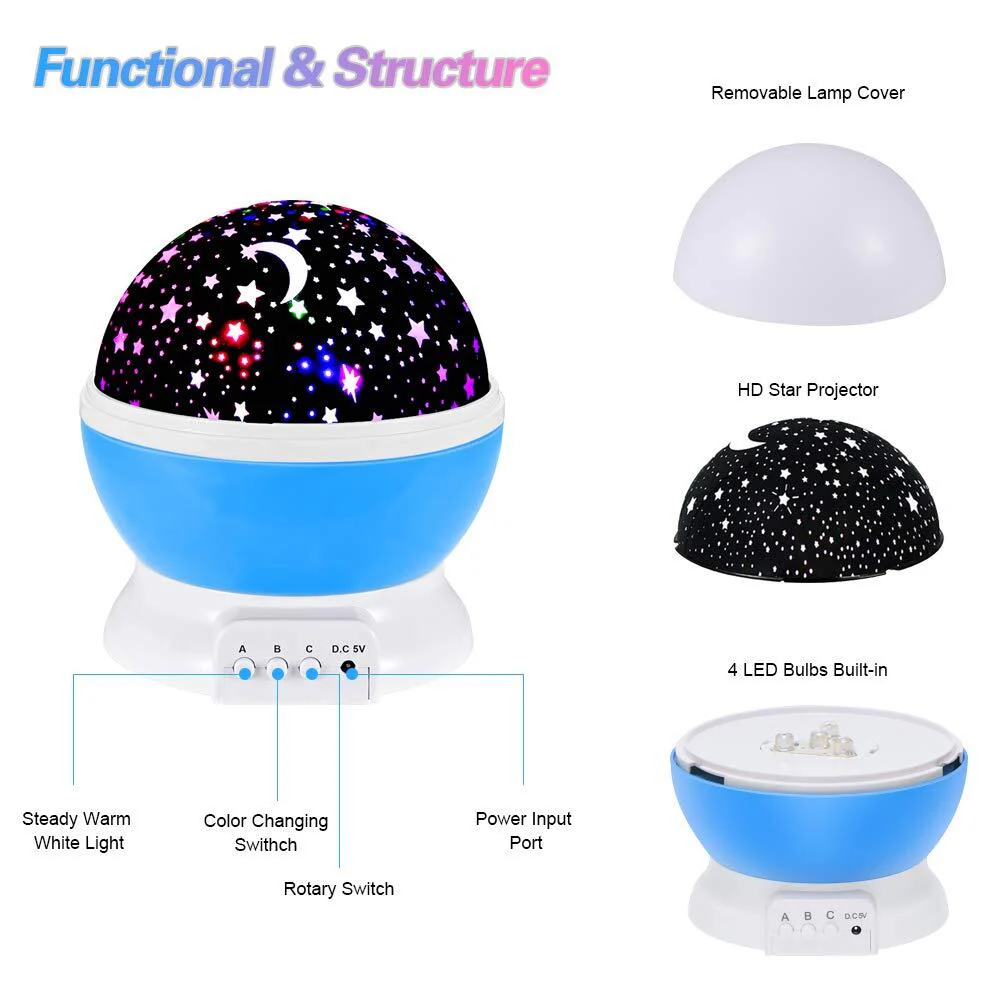 Star Projector Night Light Starry Sky Constellation Projection Lamp (Blue) - Image 19