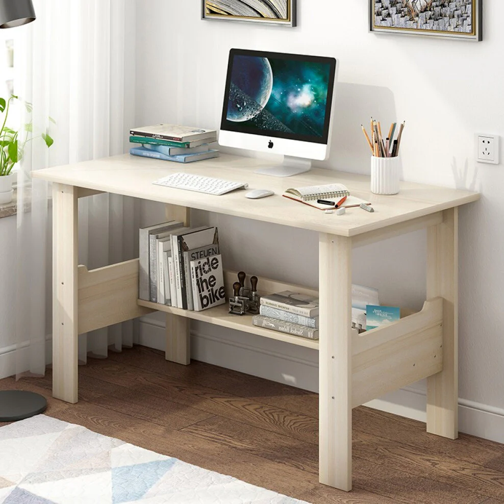 Stardom Computer Desk with Shelf (White Oak) - Image 5
