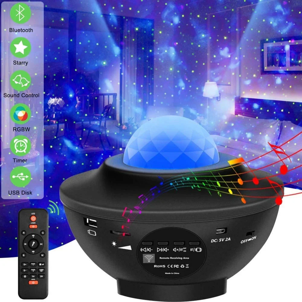 Starry Night LED Projector Lamp Bluetooth Music Player Night Light - Image 13