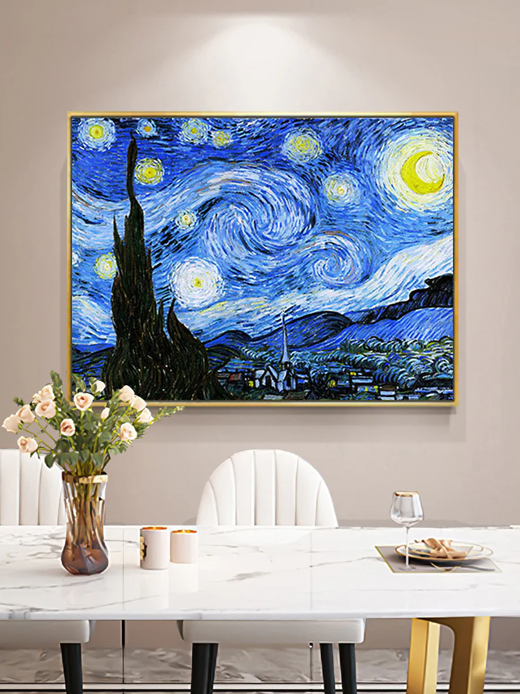 Starry Night Painting by Van Gogh Print Canvas Wall Art - 60cm x 40cm - Image 3